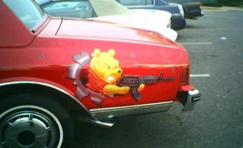 Car Sticker Winnie the Pooh With AK Gun